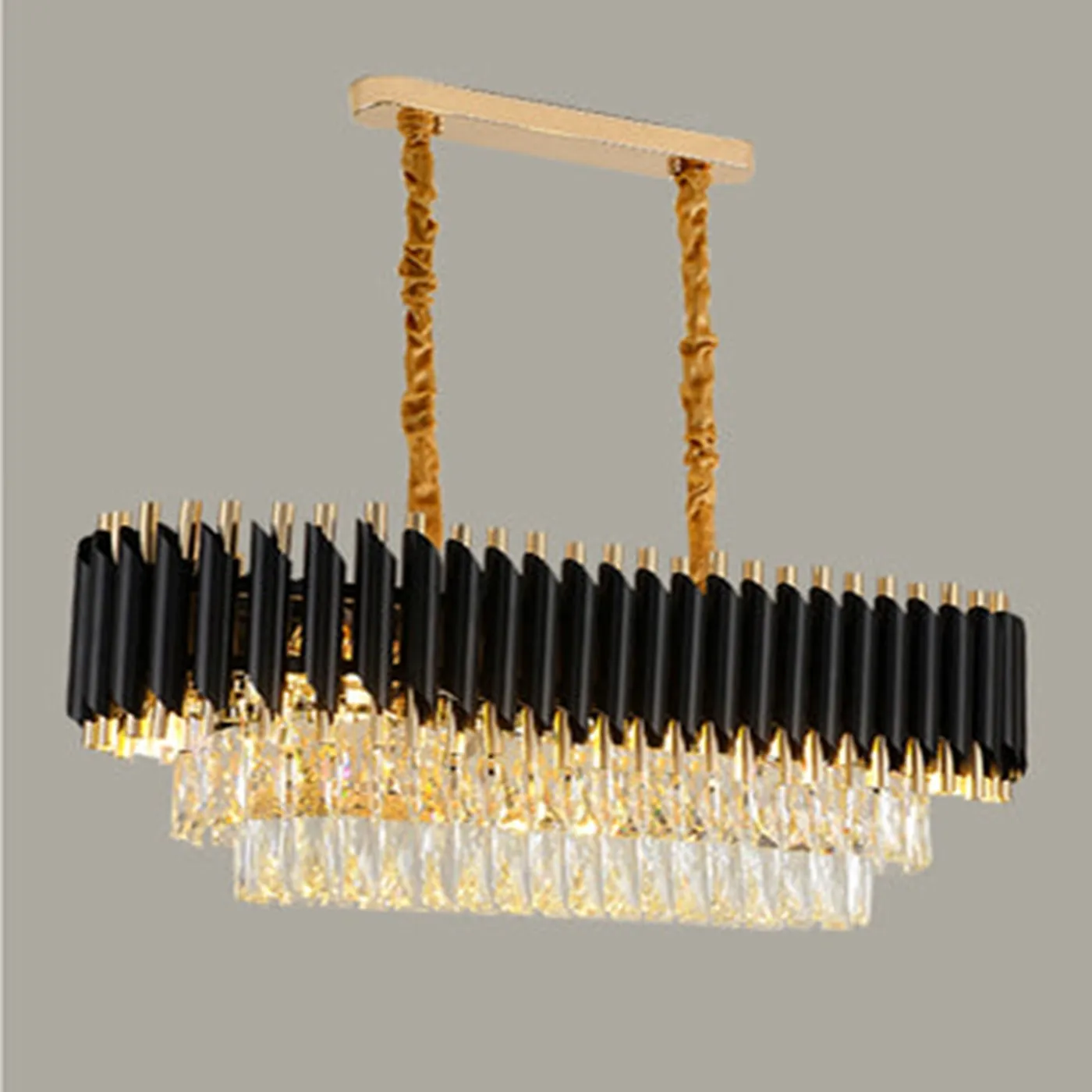 1000X300 MM GOLD BLACK TUBE STAINLESS STEEL K9 CRYSTAL PENDANT CHANDELIER CEILING LIGHTS HANGING