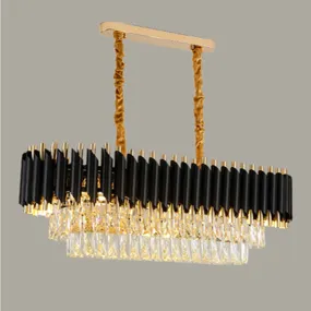 1000X300 MM GOLD BLACK TUBE STAINLESS STEEL K9 CRYSTAL PENDANT CHANDELIER CEILING LIGHTS HANGING