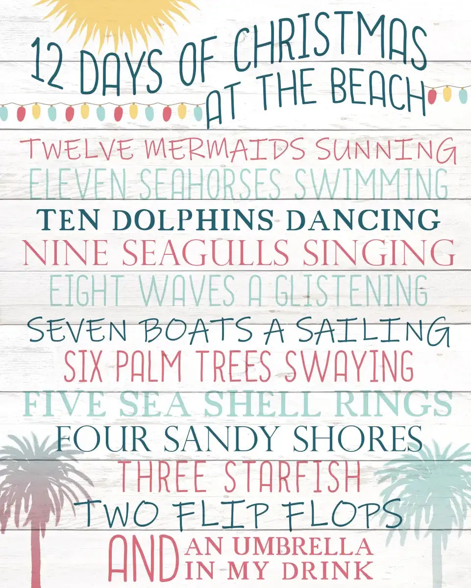 12 Days Of Christmas At The Beach Wall Art