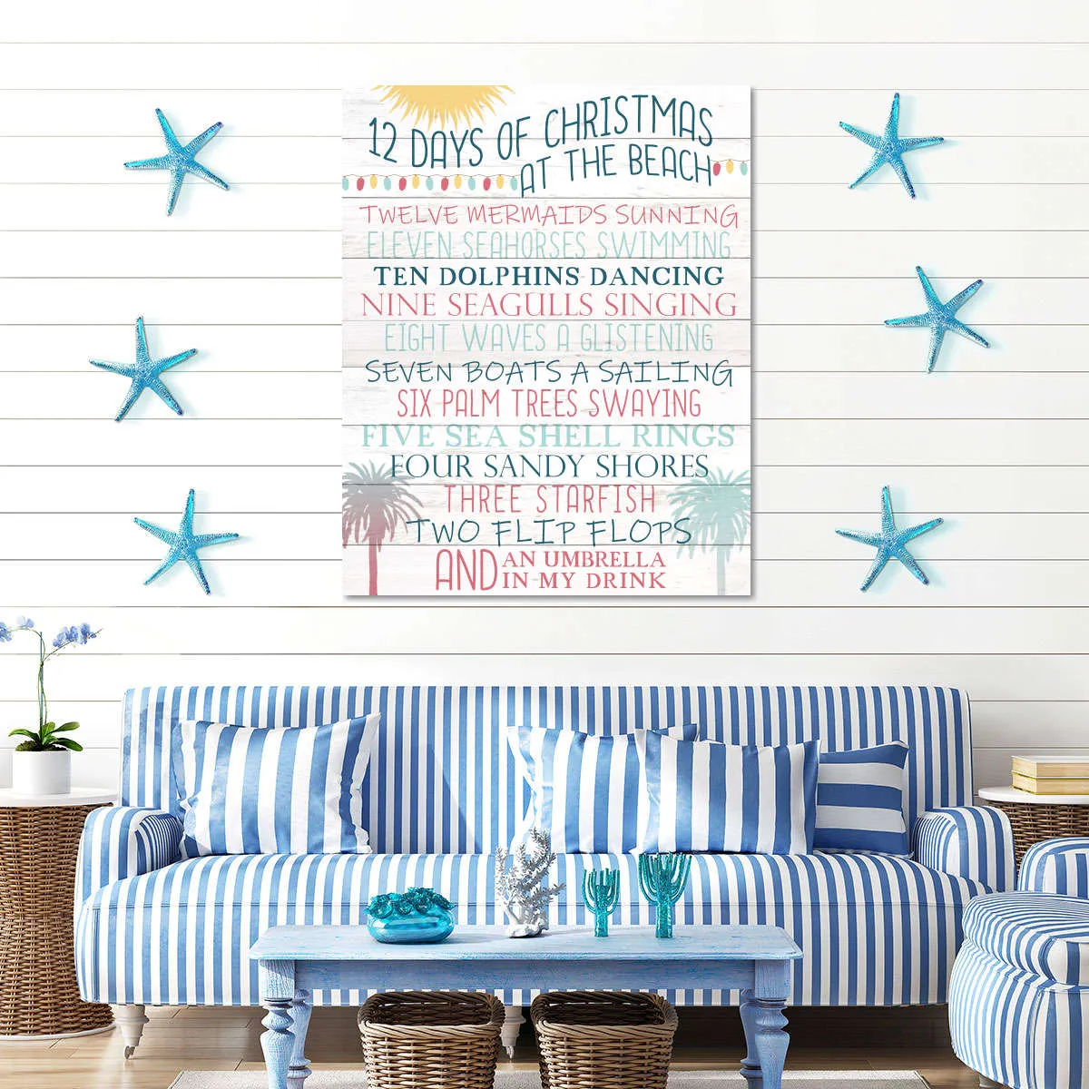 12 Days Of Christmas At The Beach Wall Art