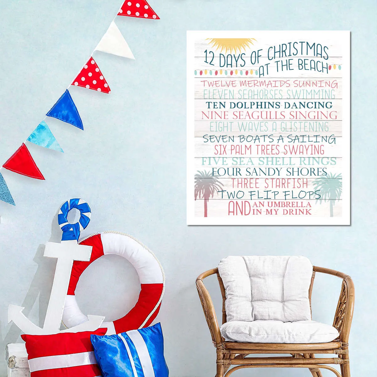 12 Days Of Christmas At The Beach Wall Art