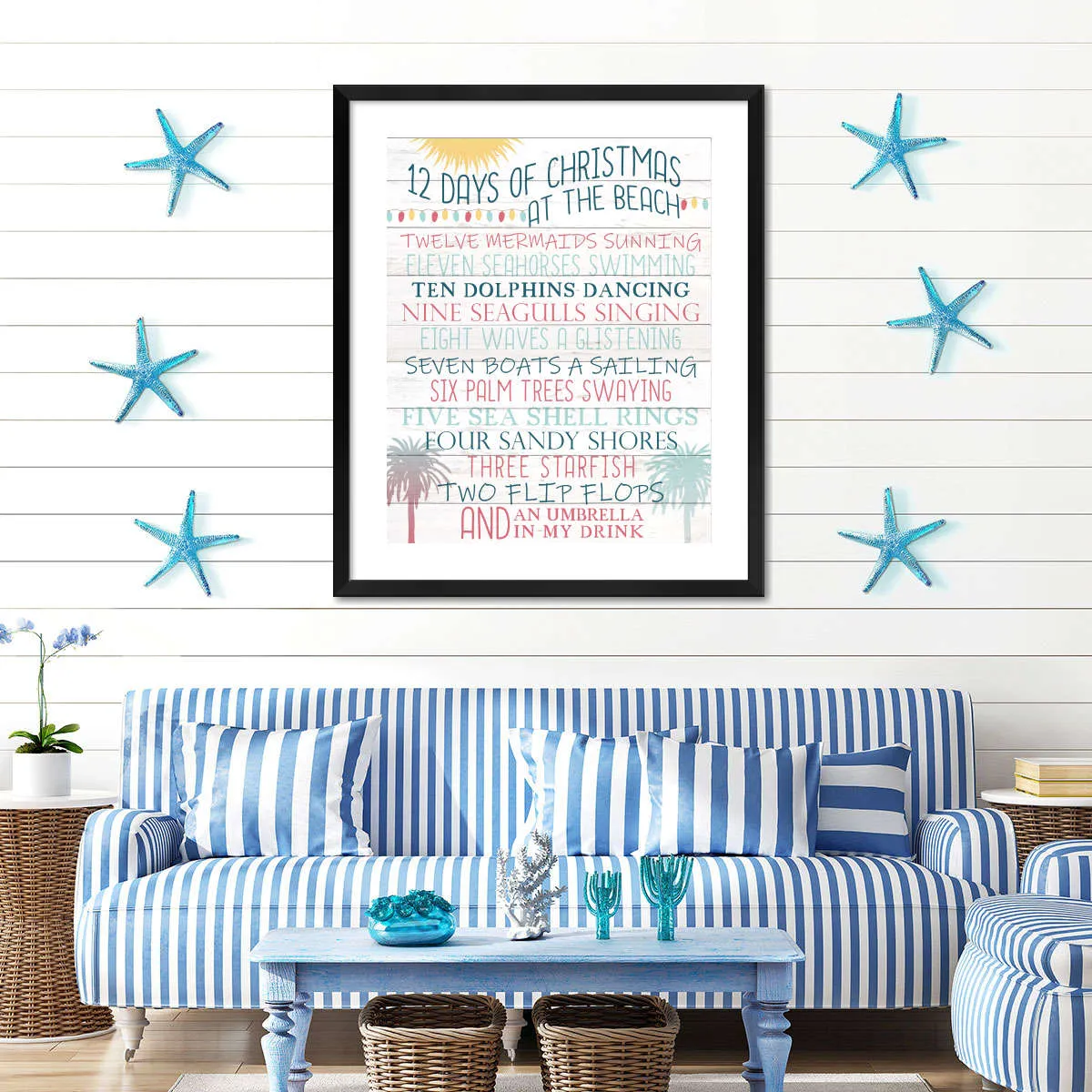 12 Days Of Christmas At The Beach Wall Art