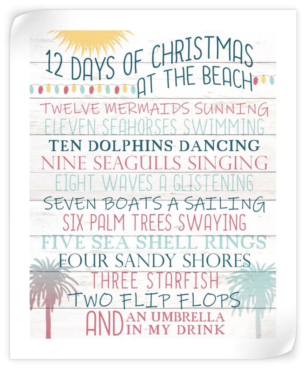 12 Days Of Christmas At The Beach Wall Art