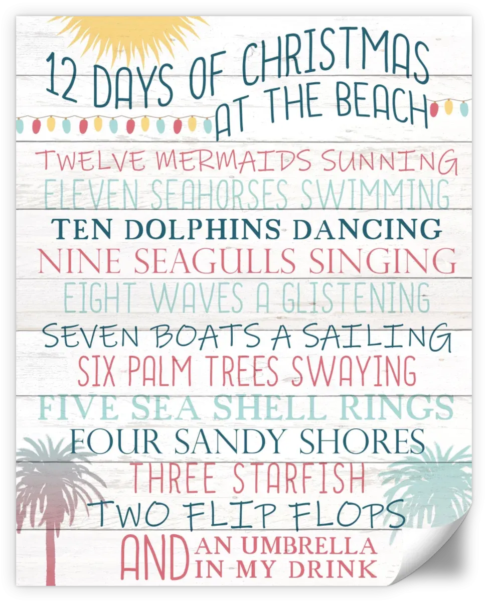 12 Days Of Christmas At The Beach Wall Art