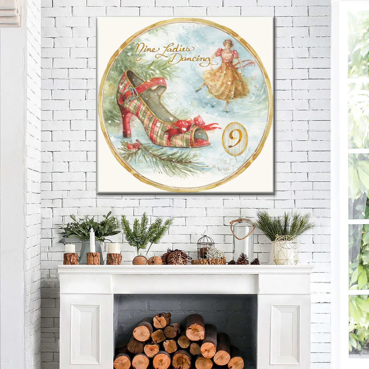 12 Days Of Christmas IX Round Wall Art