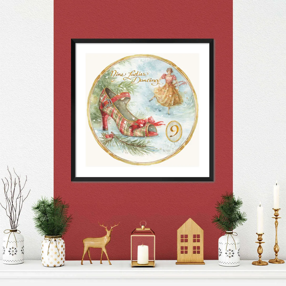 12 Days Of Christmas IX Round Wall Art