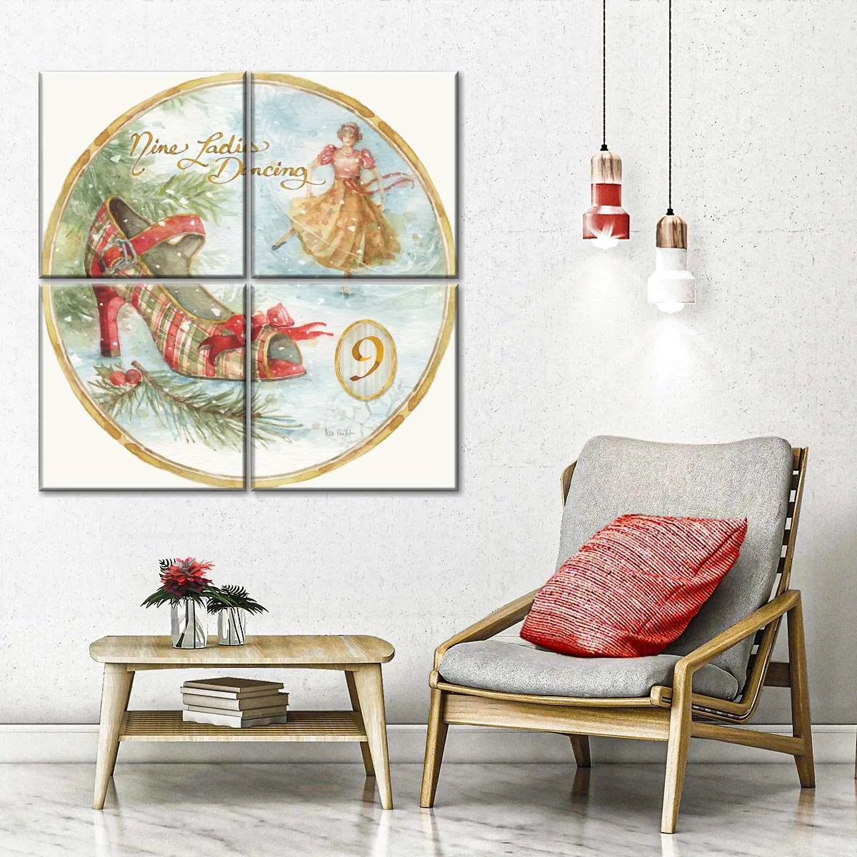 12 Days Of Christmas IX Round Wall Art