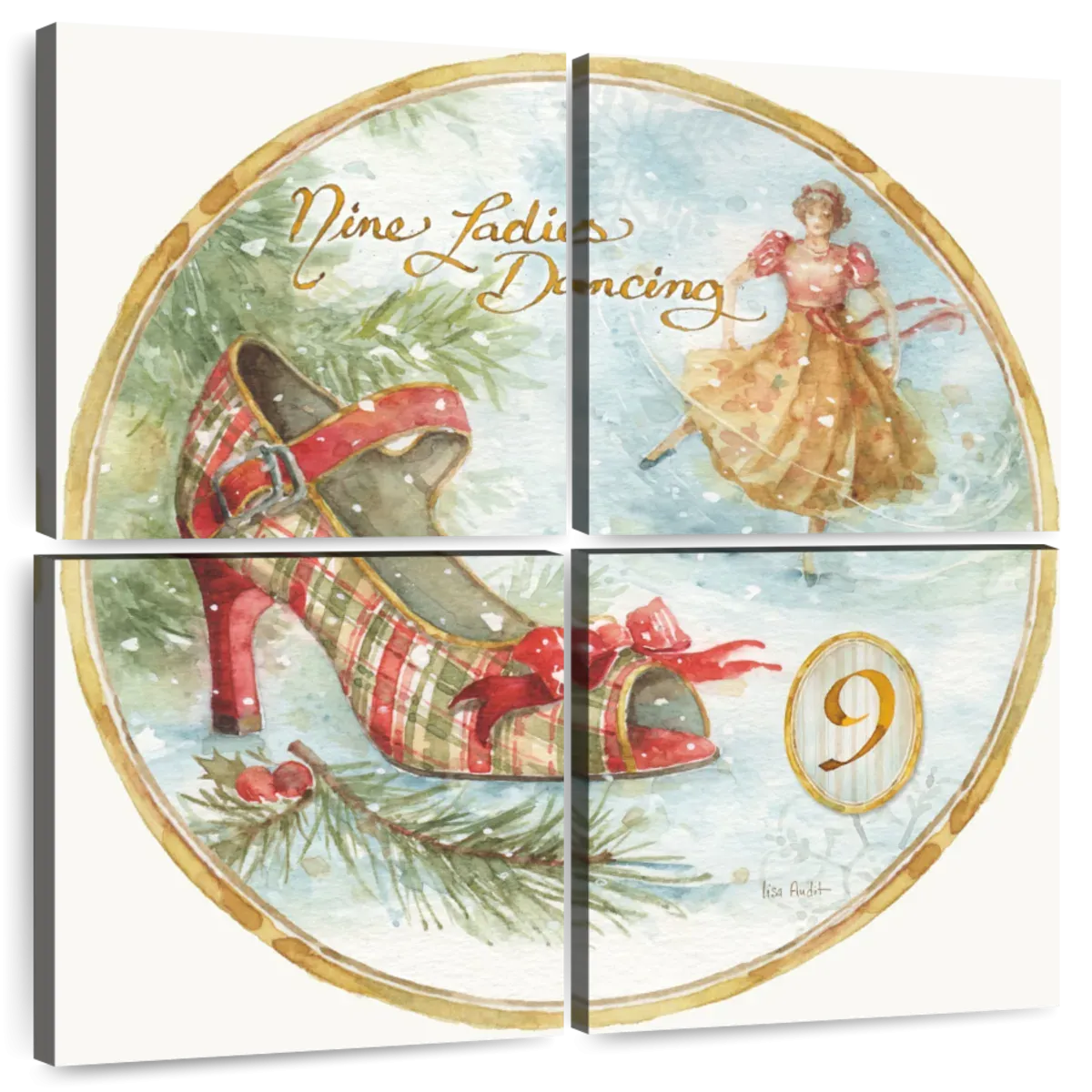 12 Days Of Christmas IX Round Wall Art