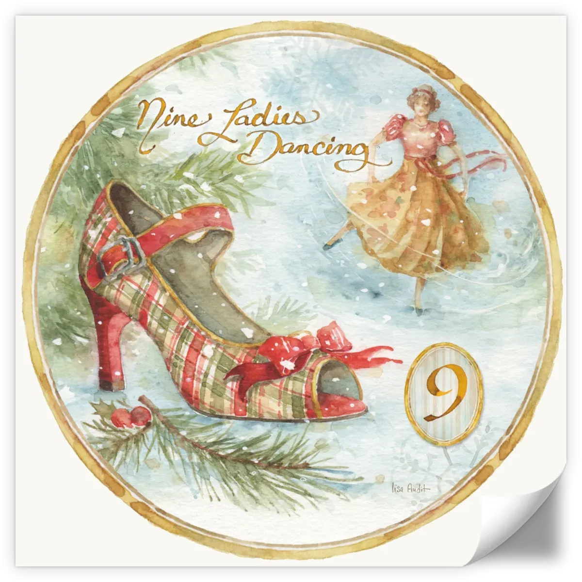 12 Days Of Christmas IX Round Wall Art