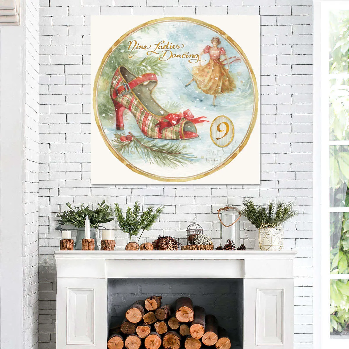 12 Days Of Christmas IX Round Wall Art