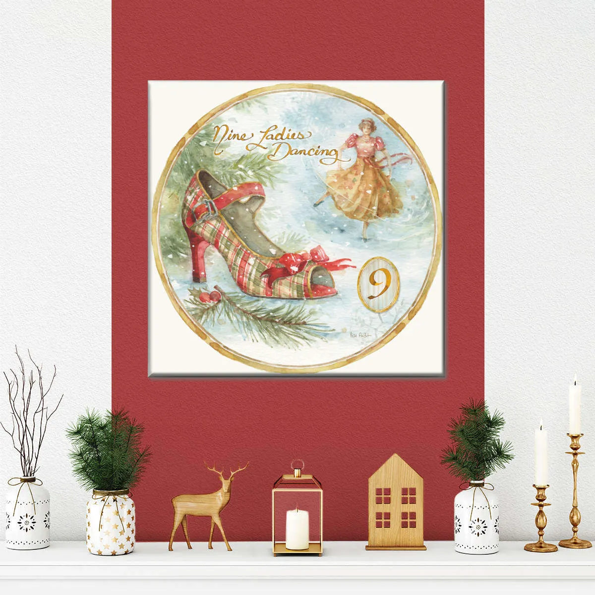 12 Days Of Christmas IX Round Wall Art