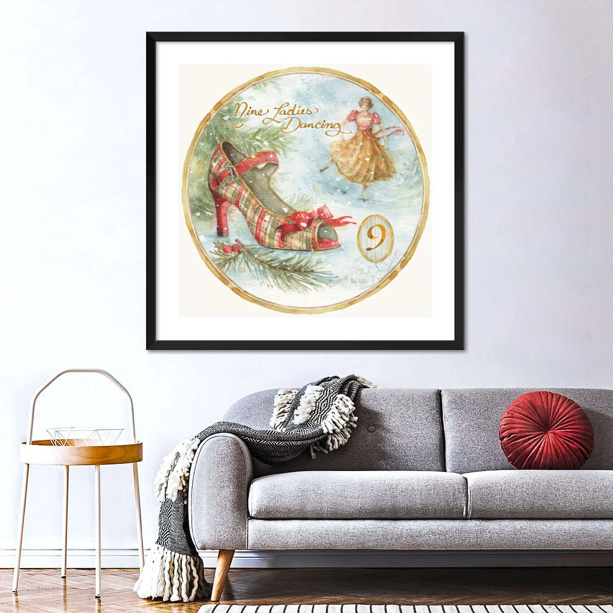 12 Days Of Christmas IX Round Wall Art