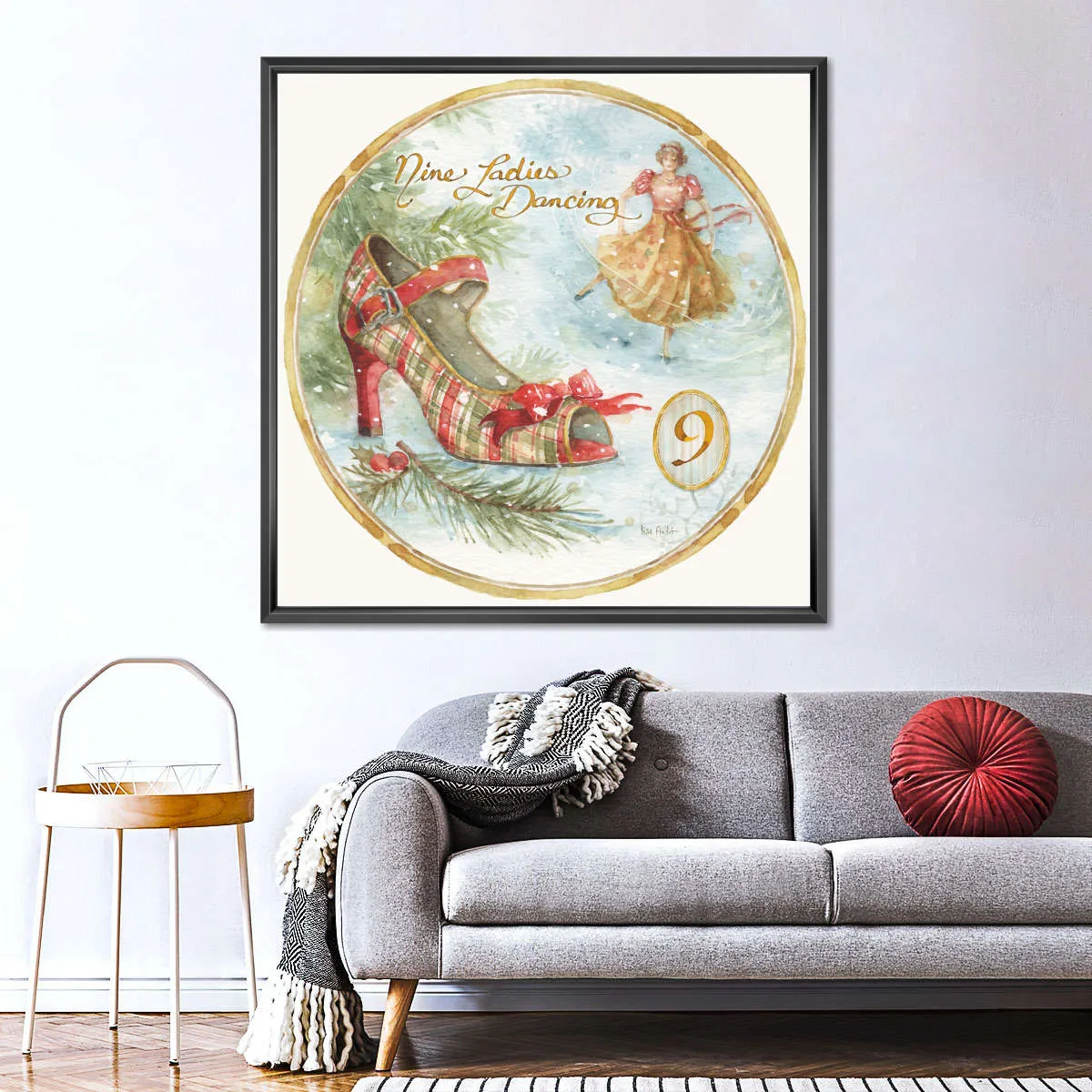 12 Days Of Christmas IX Round Wall Art