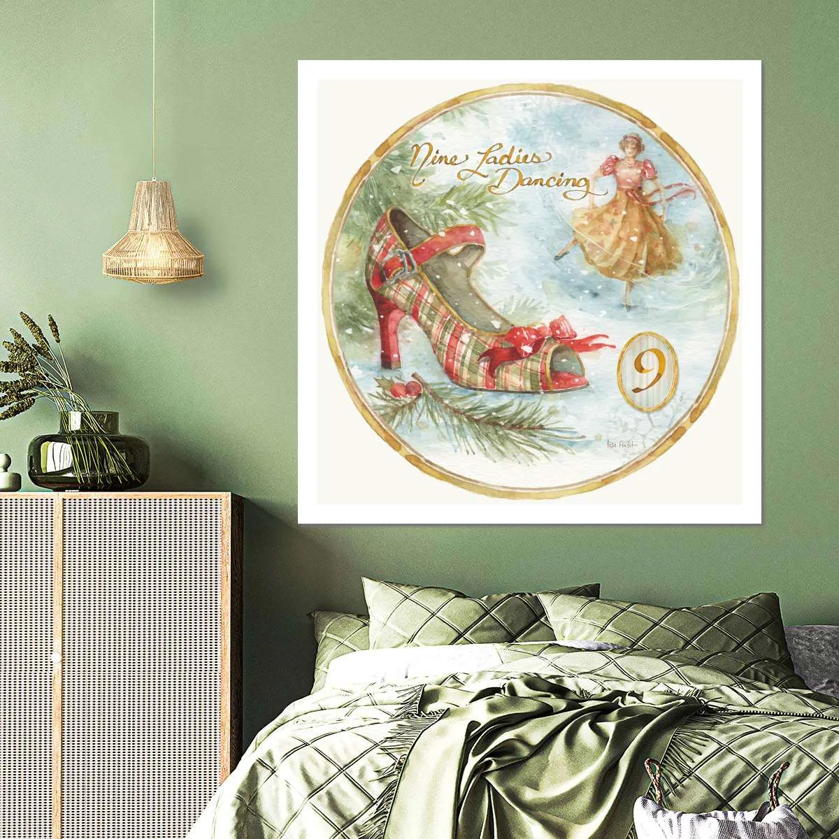 12 Days Of Christmas IX Round Wall Art