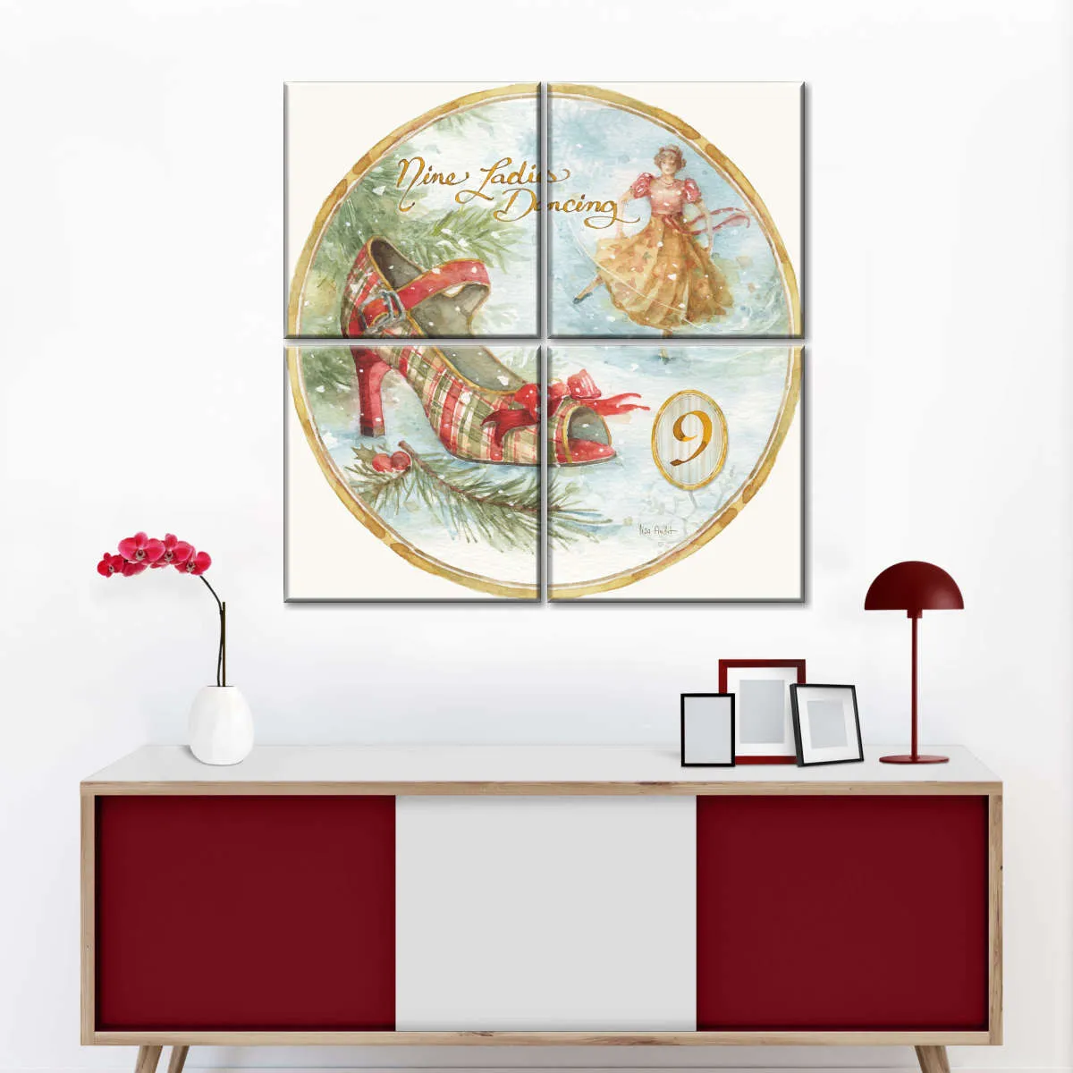 12 Days Of Christmas IX Round Wall Art