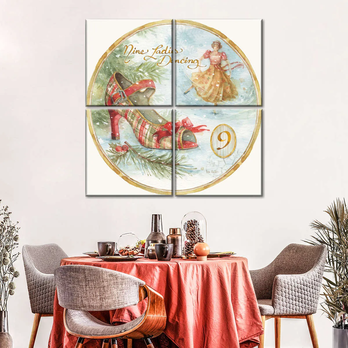 12 Days Of Christmas IX Round Wall Art