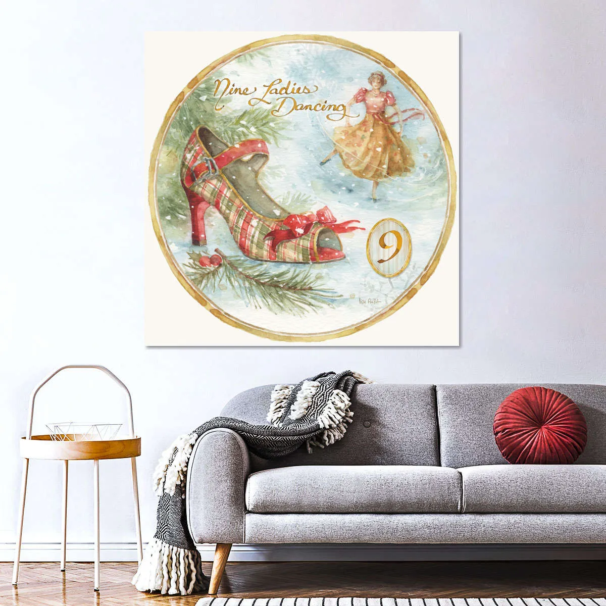 12 Days Of Christmas IX Round Wall Art