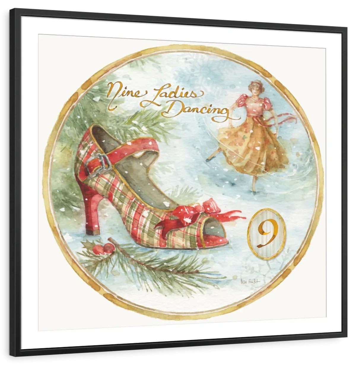 12 Days Of Christmas IX Round Wall Art