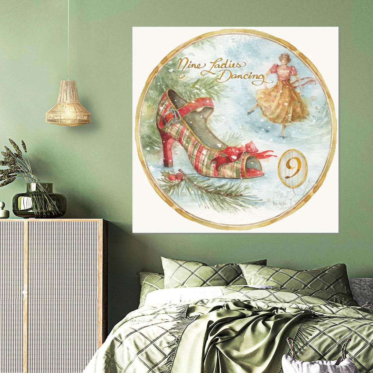 12 Days Of Christmas IX Round Wall Art