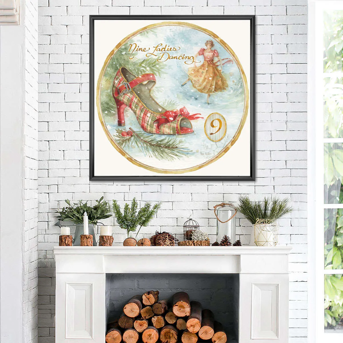 12 Days Of Christmas IX Round Wall Art