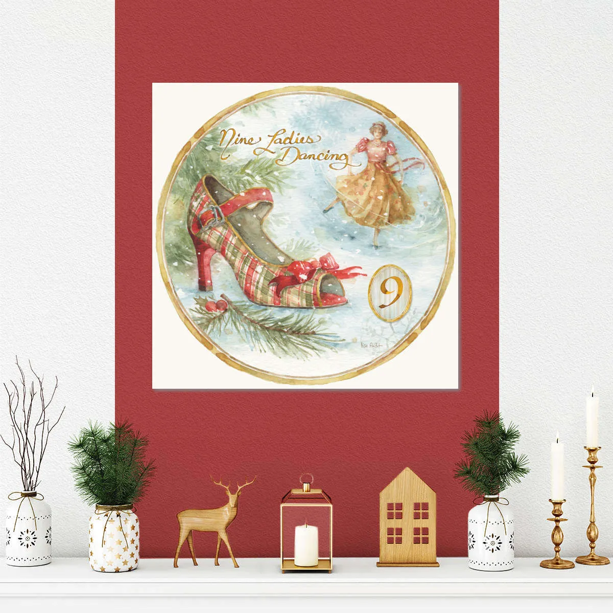 12 Days Of Christmas IX Round Wall Art