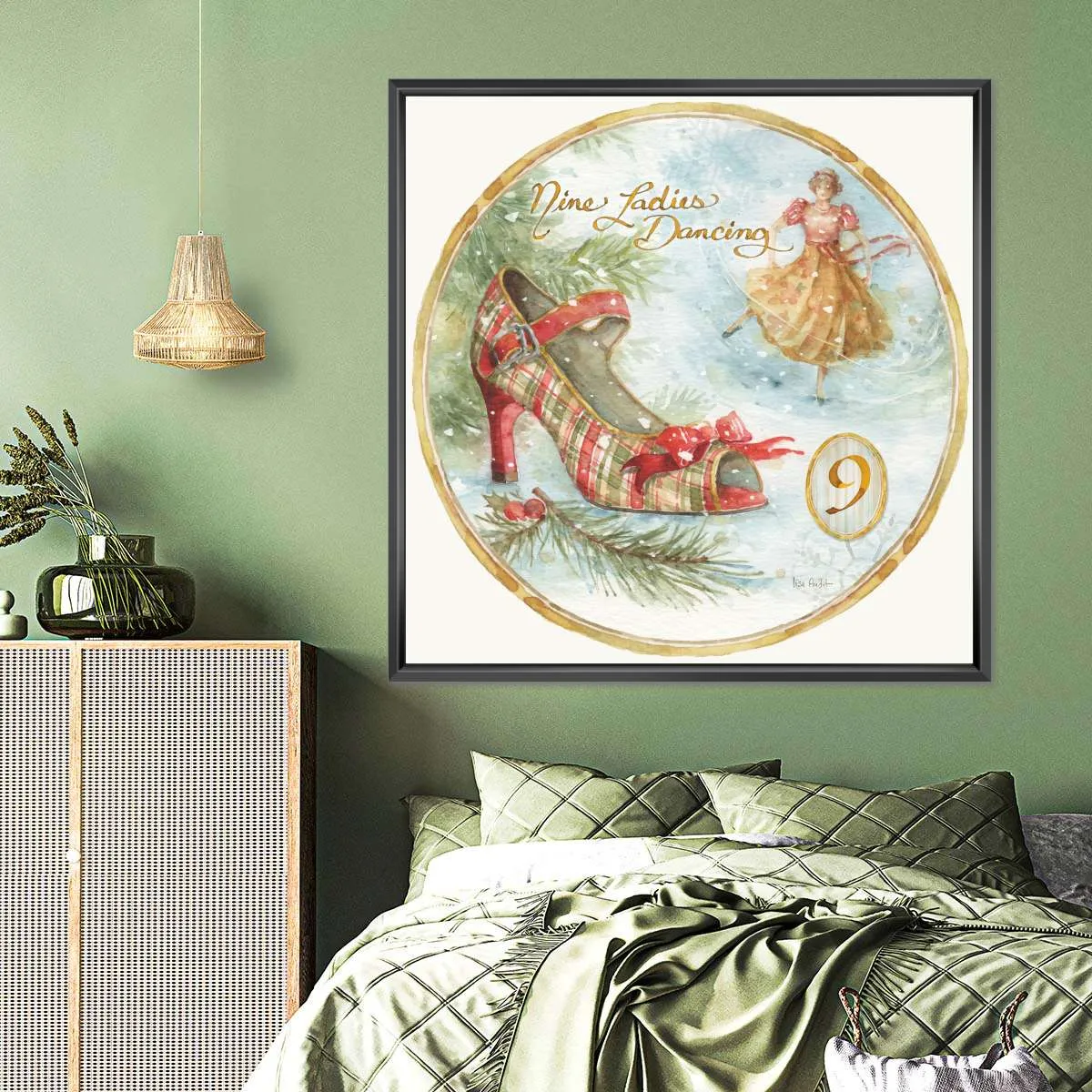 12 Days Of Christmas IX Round Wall Art