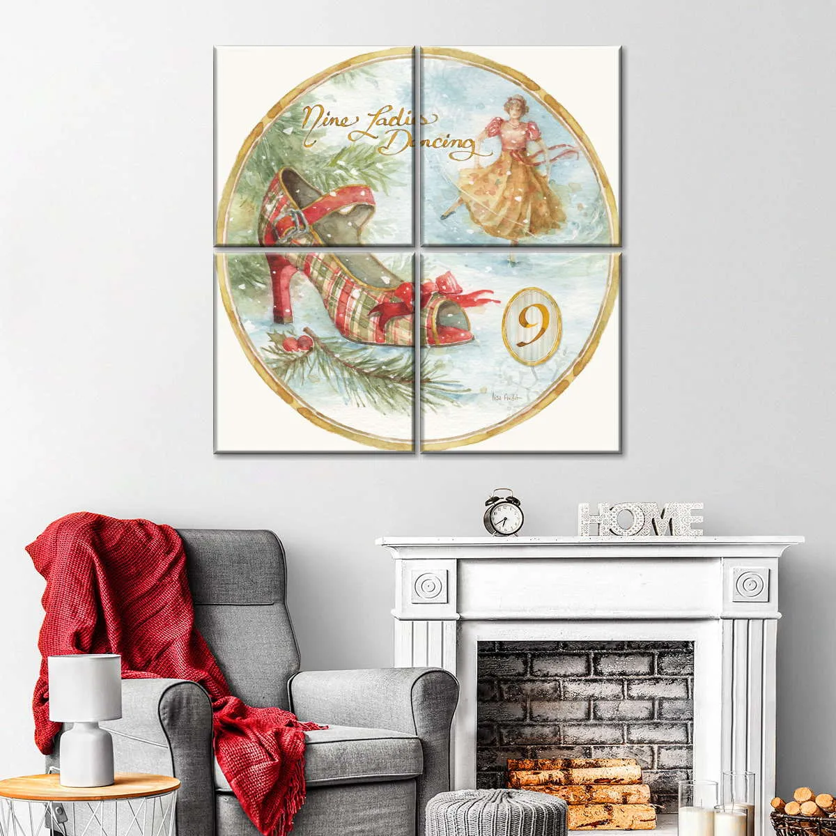 12 Days Of Christmas IX Round Wall Art