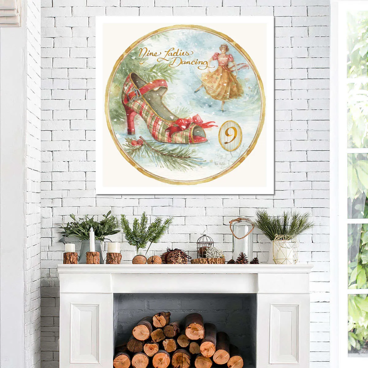 12 Days Of Christmas IX Round Wall Art