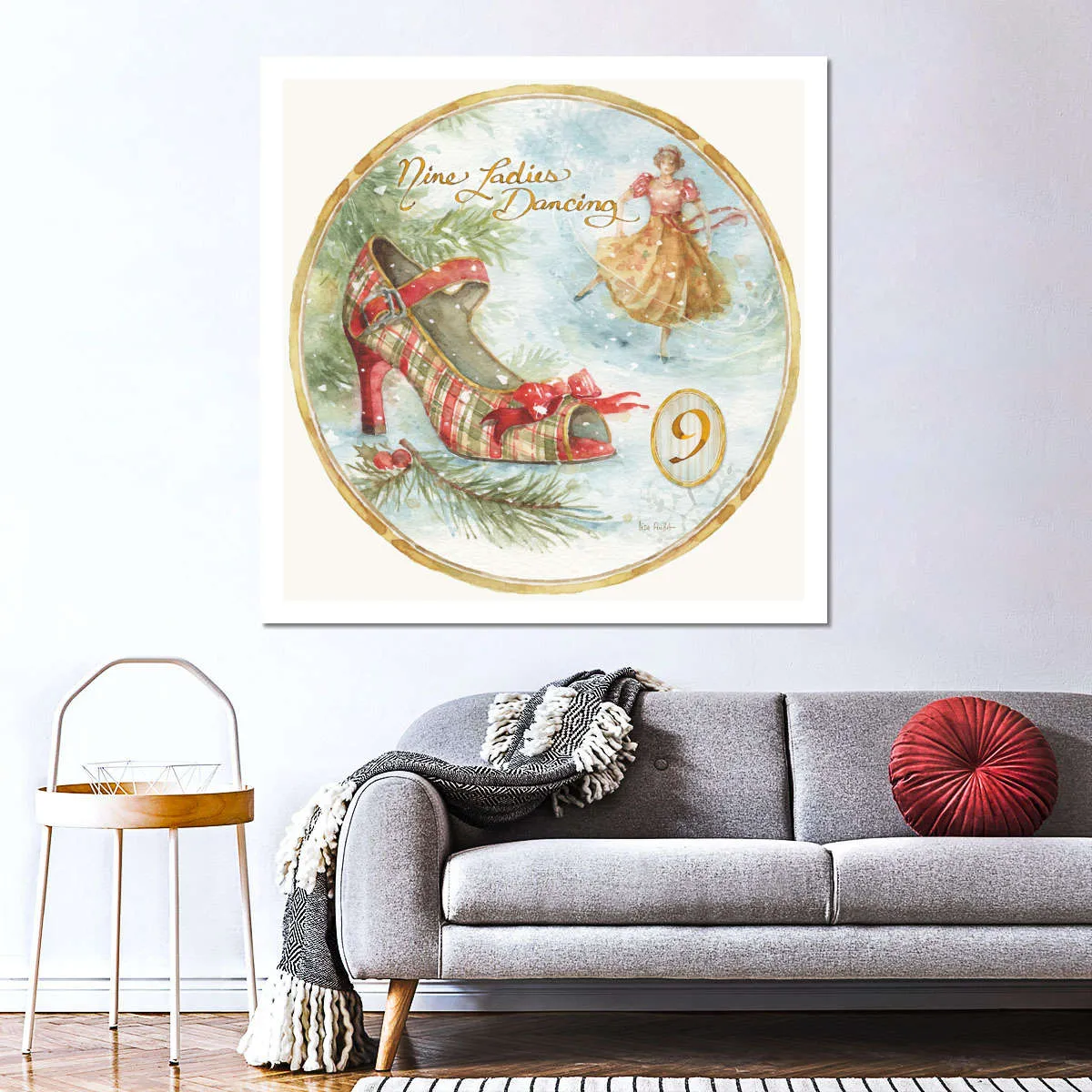 12 Days Of Christmas IX Round Wall Art