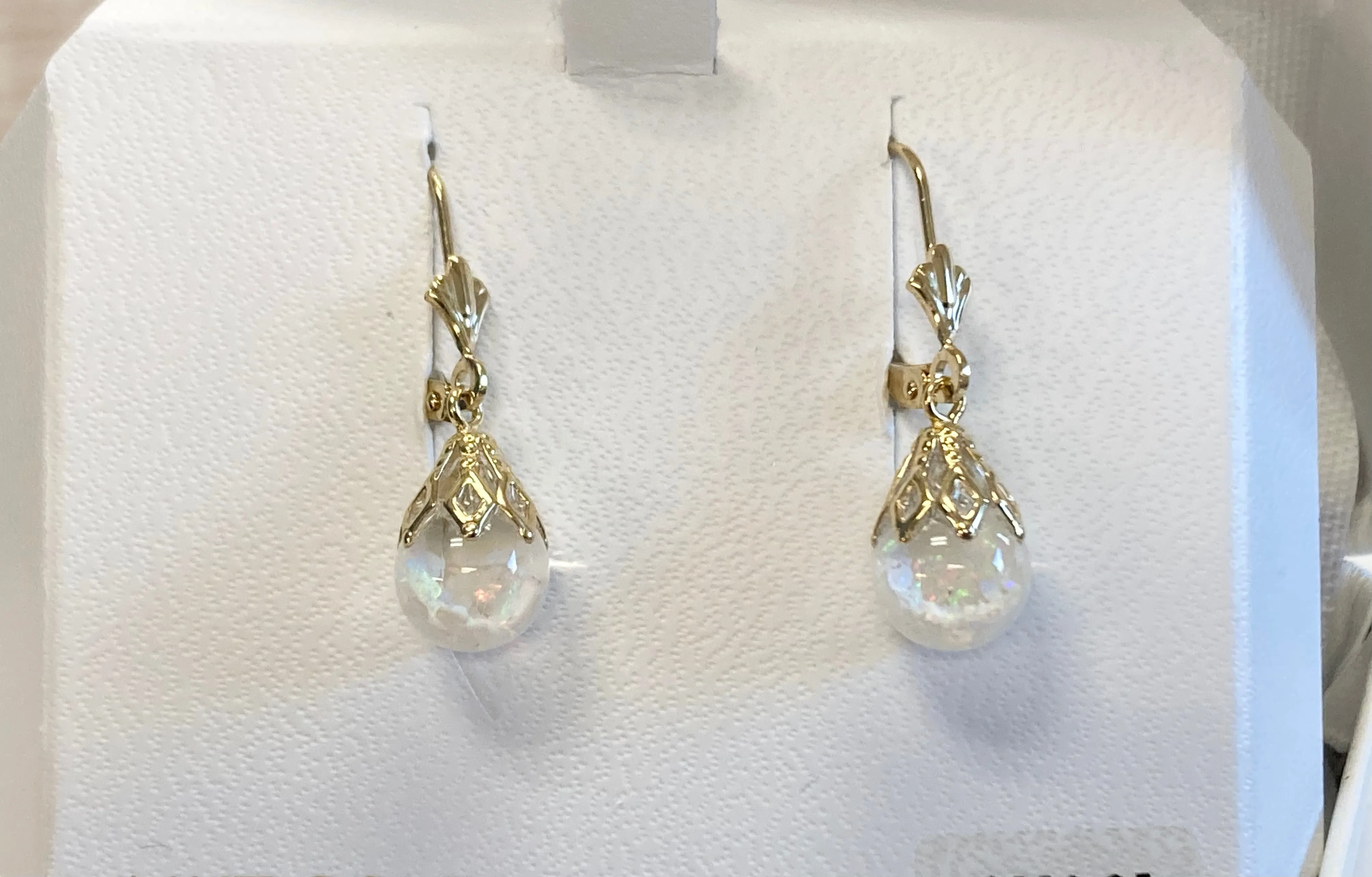 14 K Gold Snow Globe Dangle Earrings