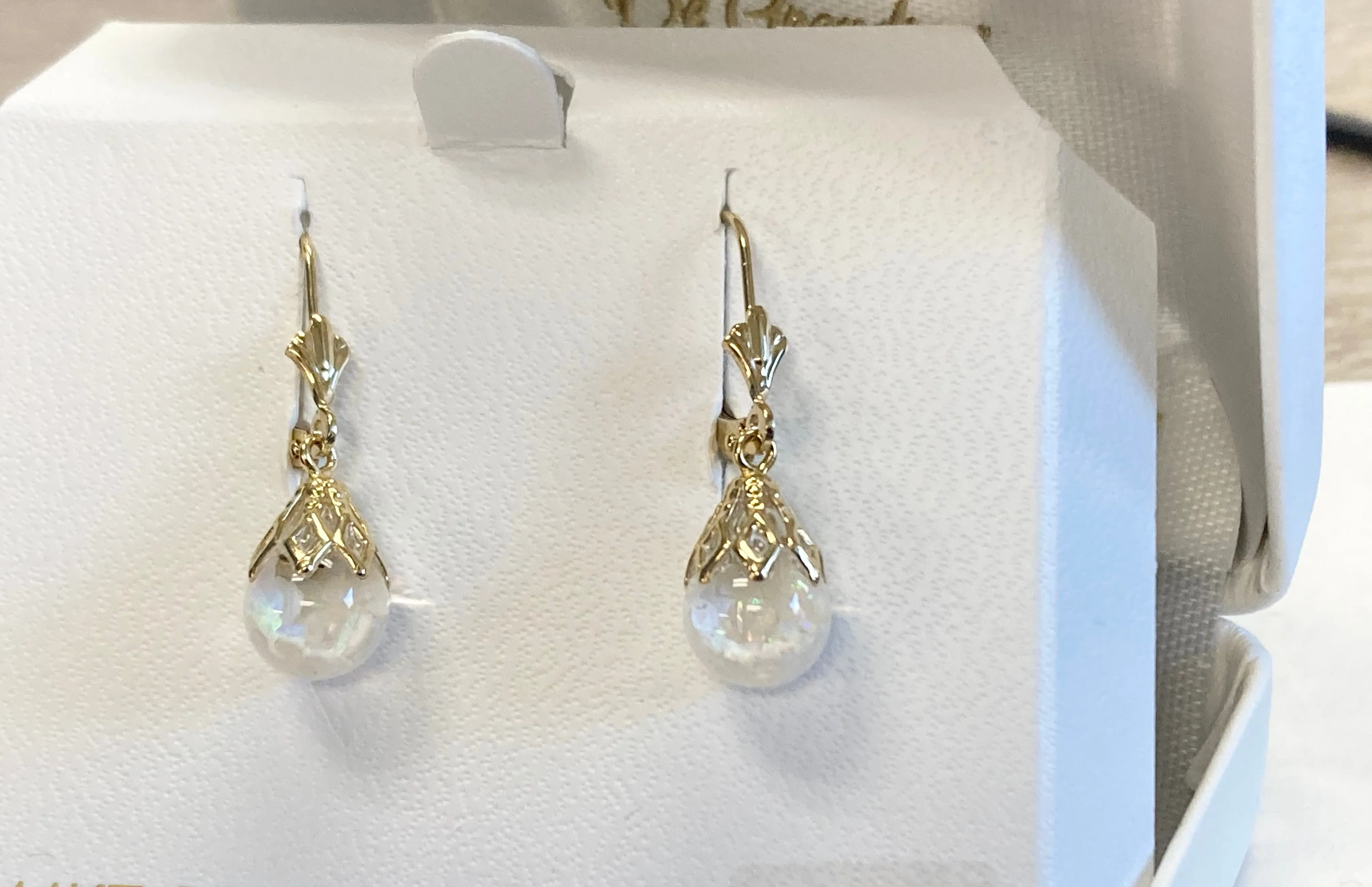 14 K Gold Snow Globe Dangle Earrings