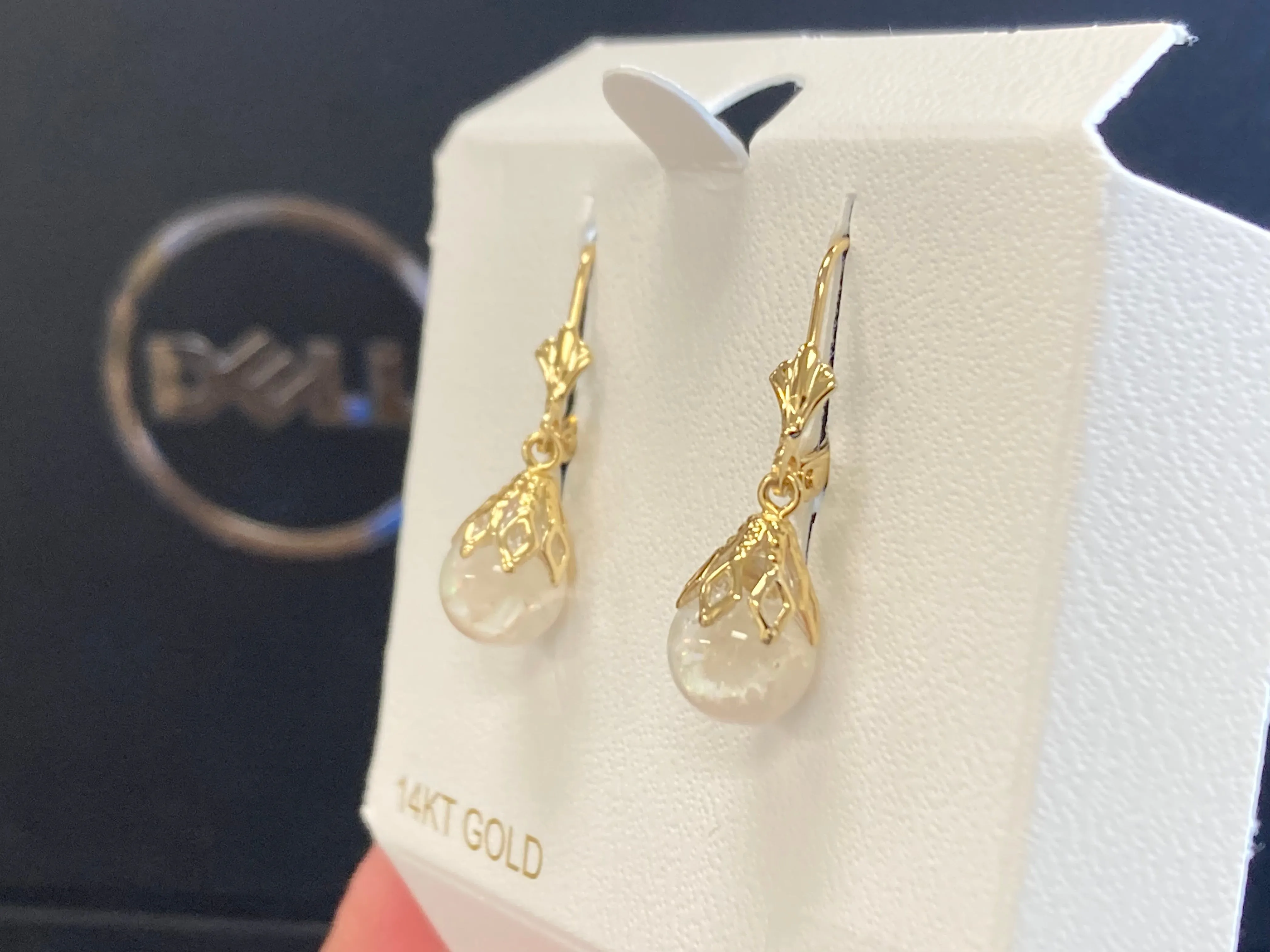 14 K Gold Snow Globe Dangle Earrings