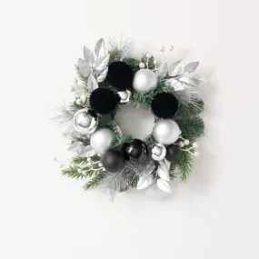 15"H Sullivans Black Ball Pine Christmas Mini Wreath, Multicolored