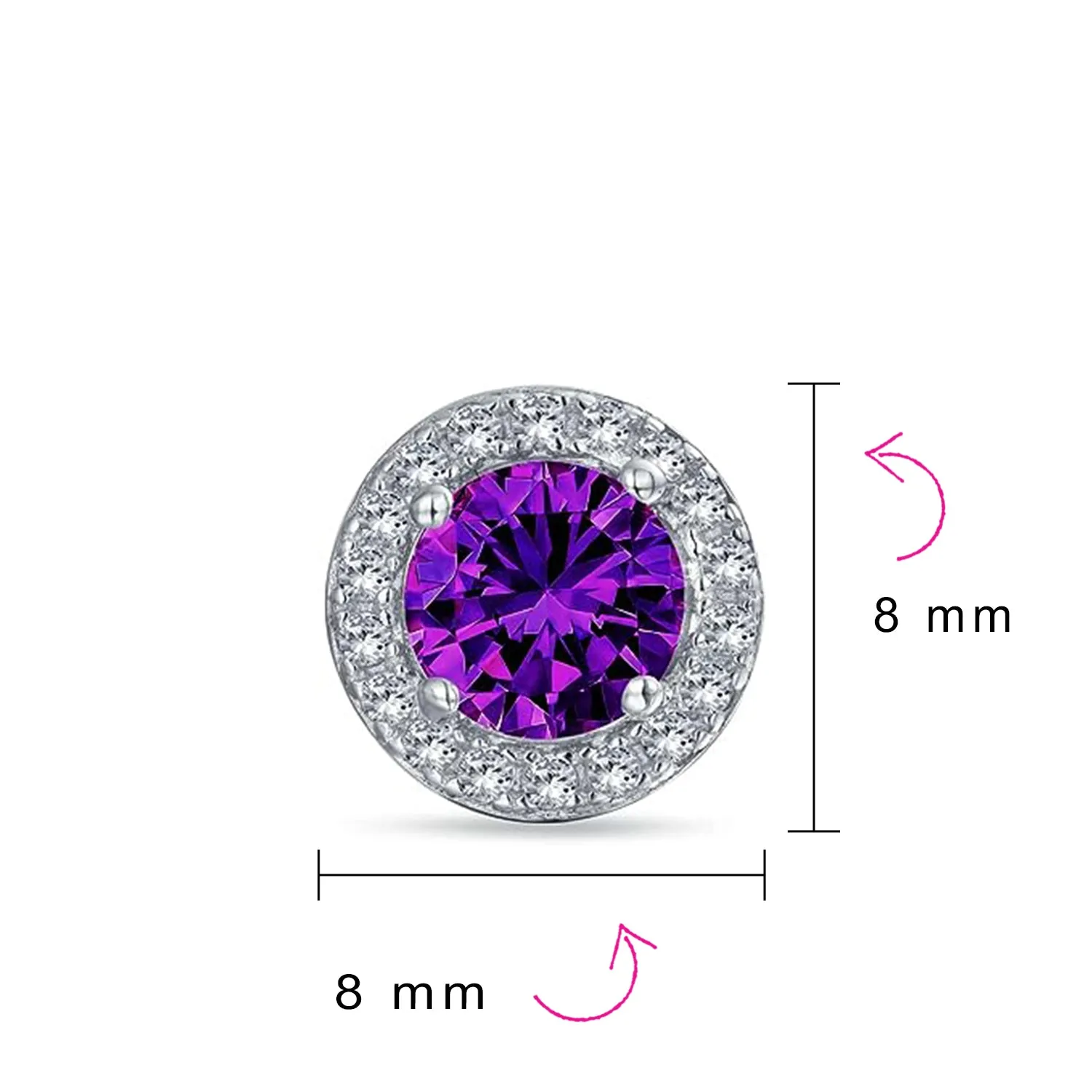 1CT Brilliant Cut Solitaire Halo CZ Stud Earrings Sterling Silver