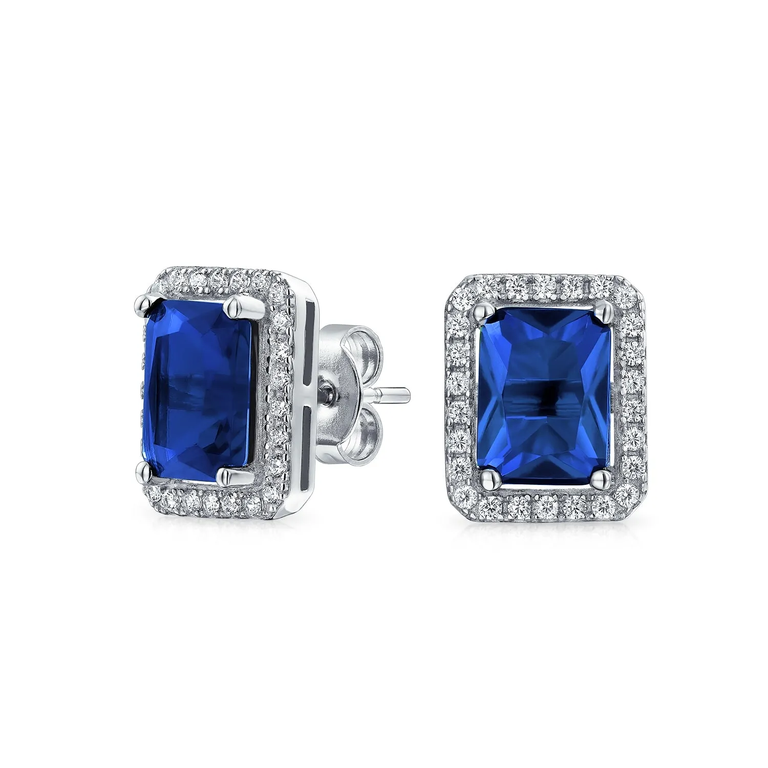 1CT Brilliant Cut Solitaire Halo CZ Stud Earrings Sterling Silver