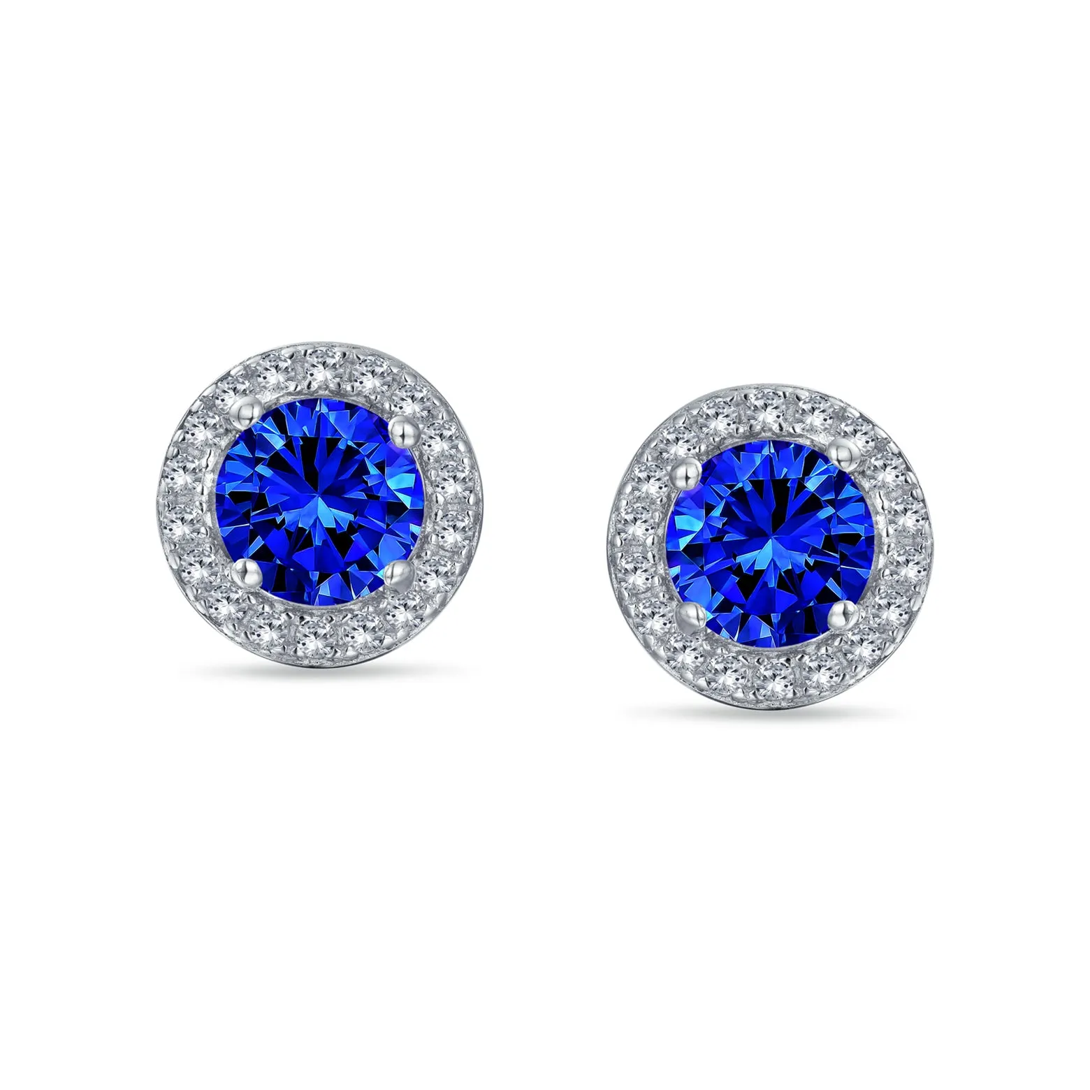 1CT Brilliant Cut Solitaire Halo CZ Stud Earrings Sterling Silver