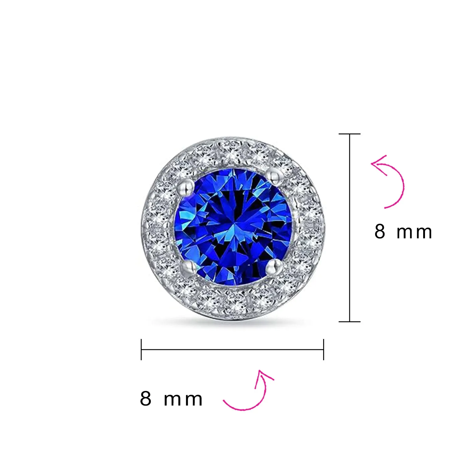 1CT Brilliant Cut Solitaire Halo CZ Stud Earrings Sterling Silver