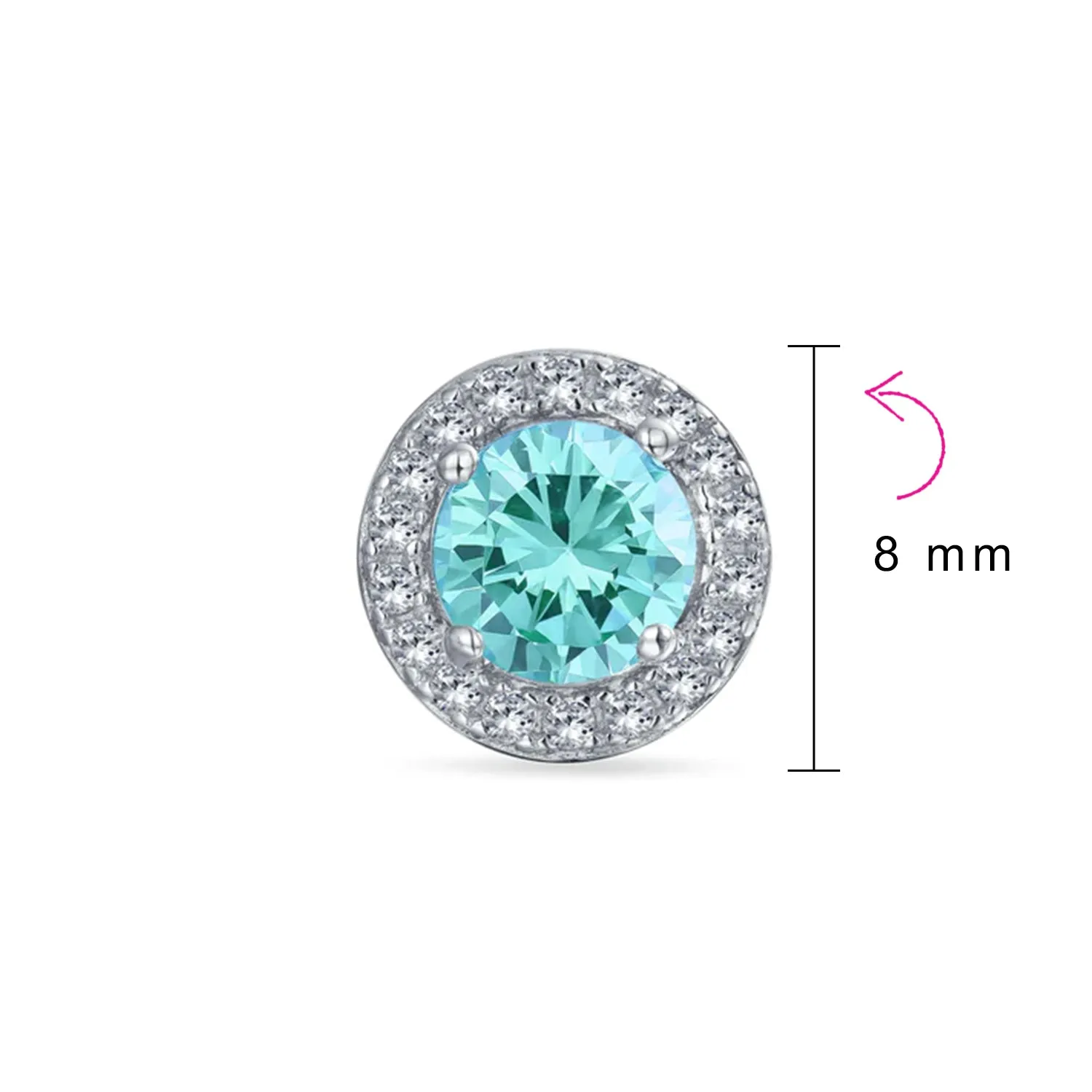 1CT Brilliant Cut Solitaire Halo CZ Stud Earrings Sterling Silver