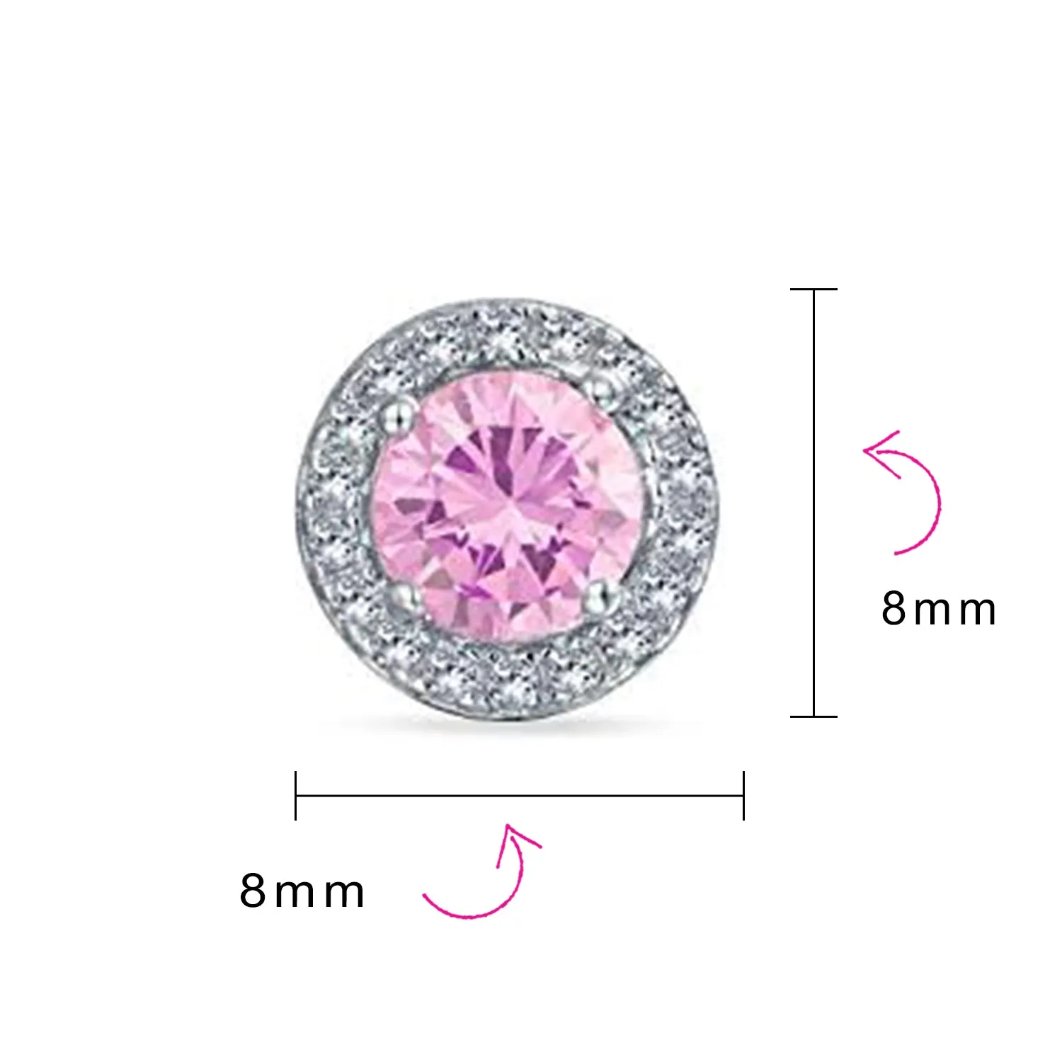 1CT Brilliant Cut Solitaire Halo CZ Stud Earrings Sterling Silver