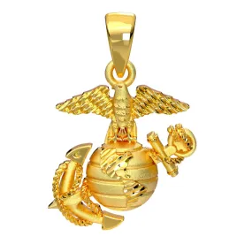 1¼" Eagle, Globe, and Anchor Pendant - 14k Gold