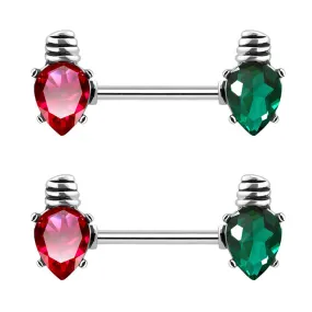 2Pcs 14G Colorful Lamp bulb Stainless Steel Nipple Barbell