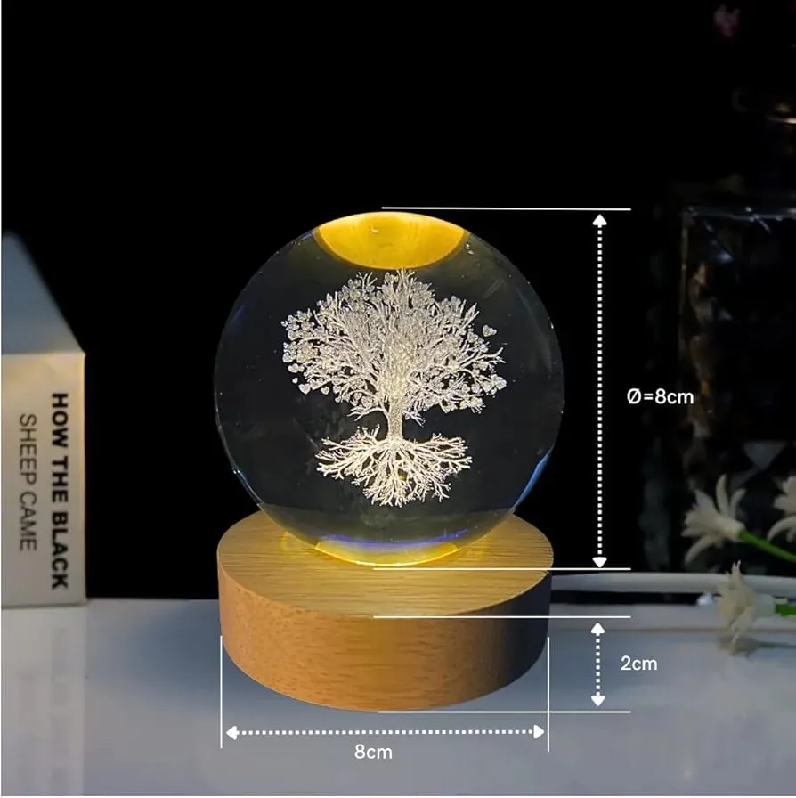 3D Crystal Tree Warm Led with Wood Base