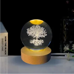 3D Crystal Tree Warm Led with Wood Base