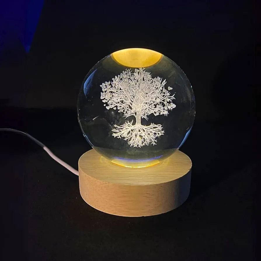 3D Crystal Tree Warm Led with Wood Base