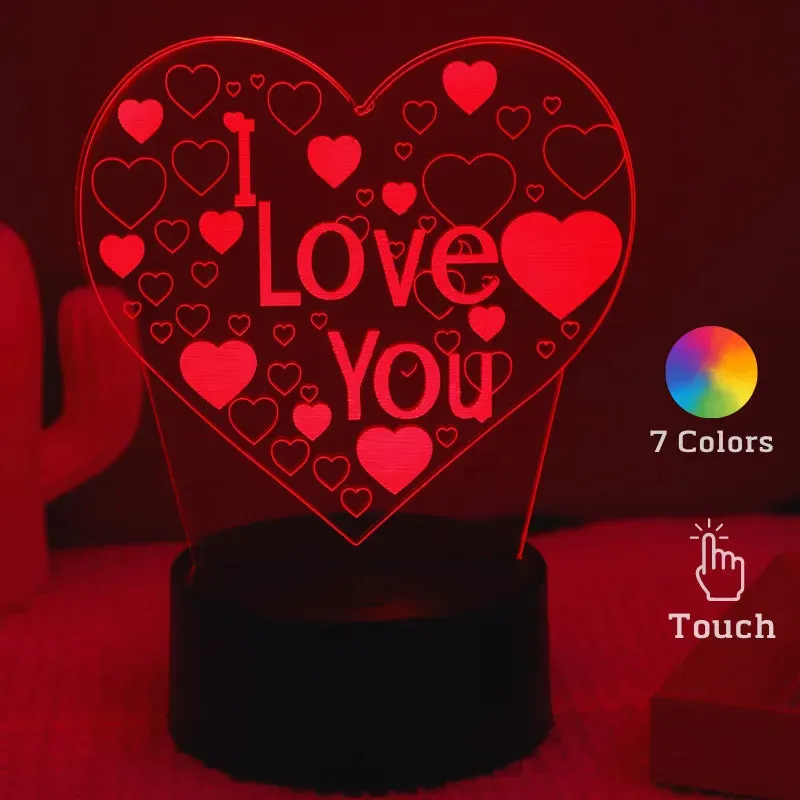 3D LED Heart 7 Color Valentine's Night Light