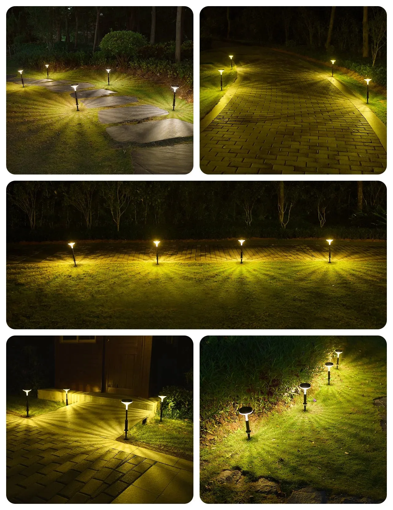 4-Pack Warm White Solar Pathway Lights with 3 Light Modes