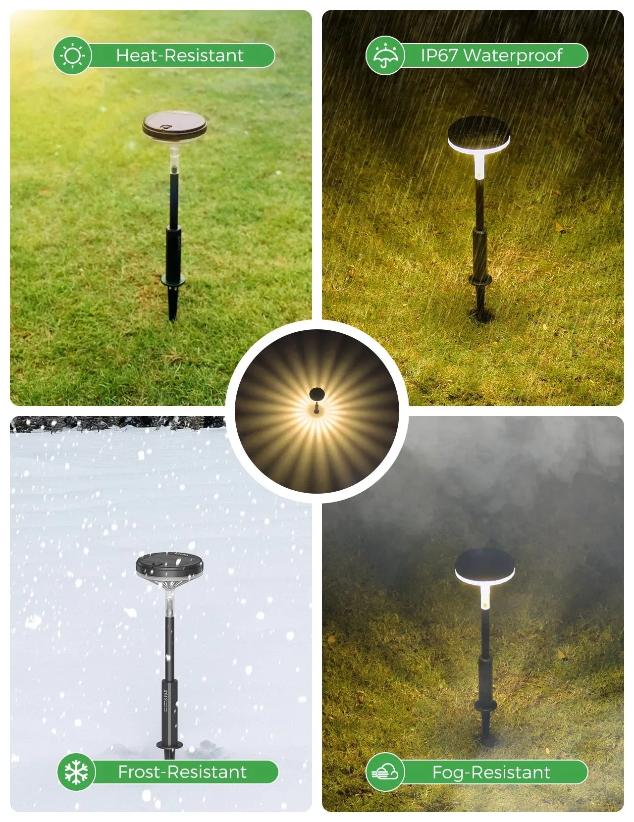 4-Pack Warm White Solar Pathway Lights with 3 Light Modes