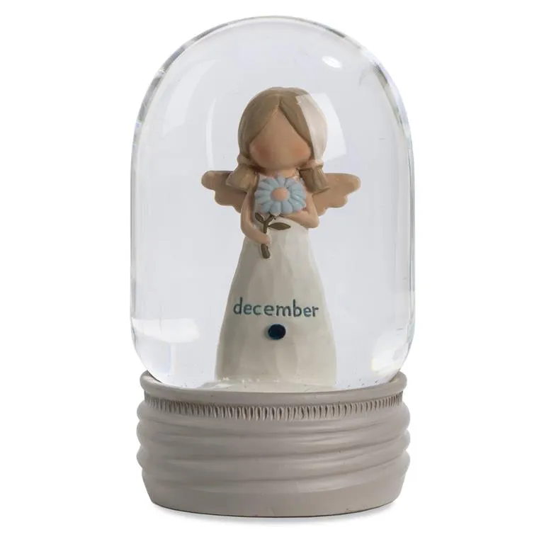 4.25" December Birthstone Angel Snow Globe