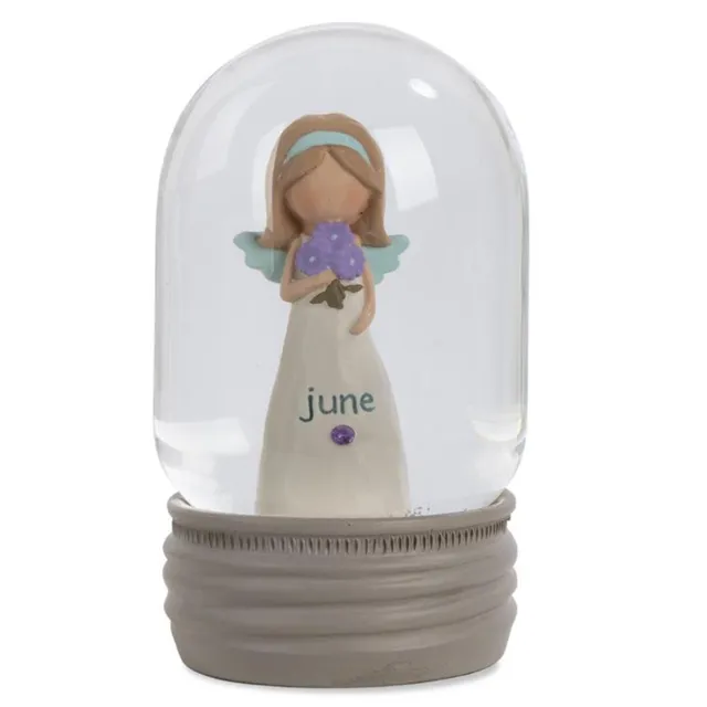 4.25" June Birthstone Angel Snow Globe