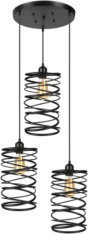 6477 3 Light Semi-Flush Light in Black